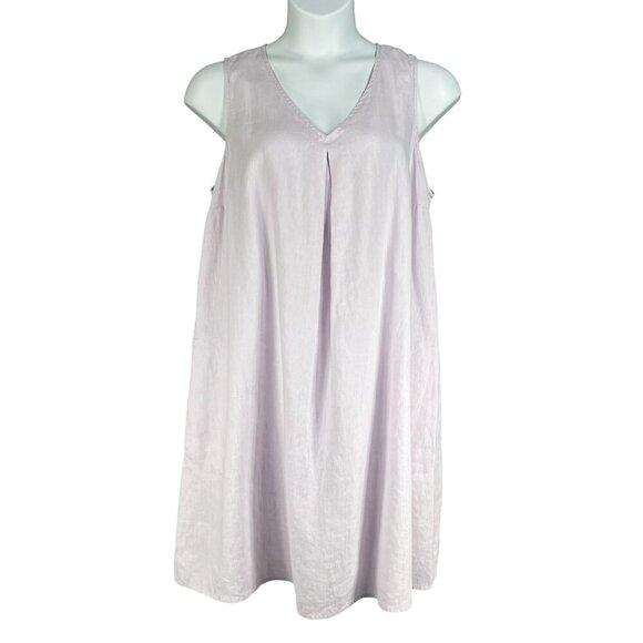 J. Jill Love Linen Women XL Lavender Sleeveless Shift Dress Minimalist Lagenlook - Picture 1 of 14